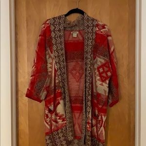 Lucky Brand Red Sweater Kimono / Cardigan